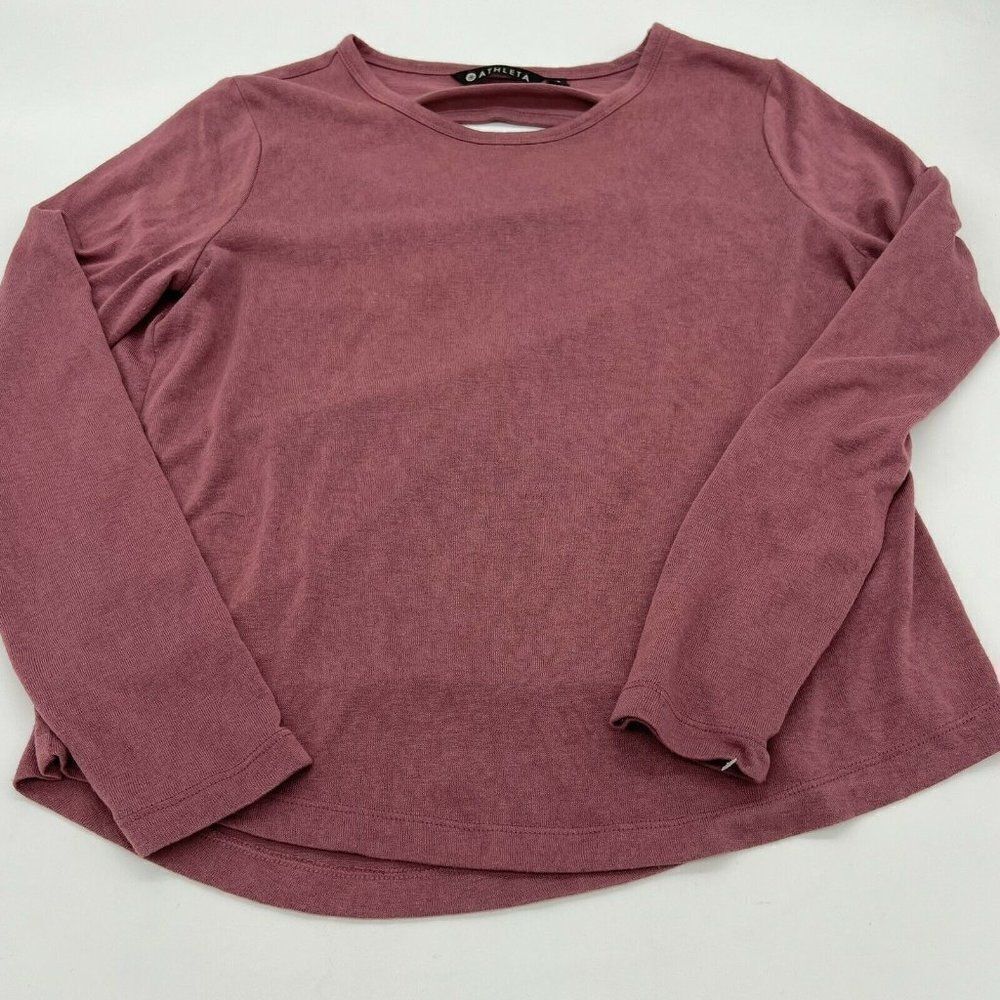 Athleta Long Sleeve Activewear Top Workout Shirt Open Back Size XS Pink